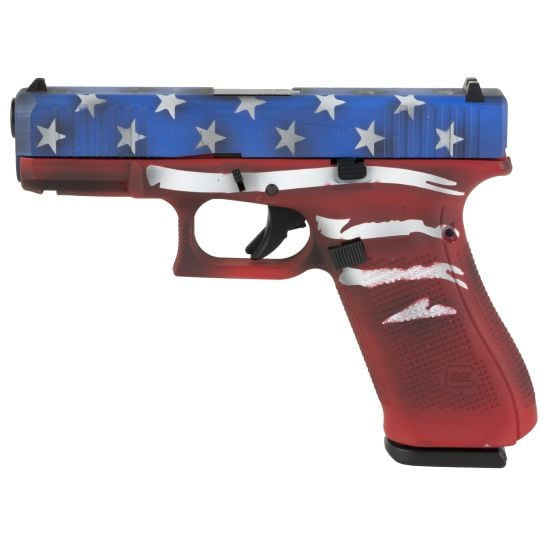 Glock 45 9mm Pistol, 4.02" Barrel, Fixed Sights, Red, Wht, Blu BW Flag - PA455S204RWBBWFL