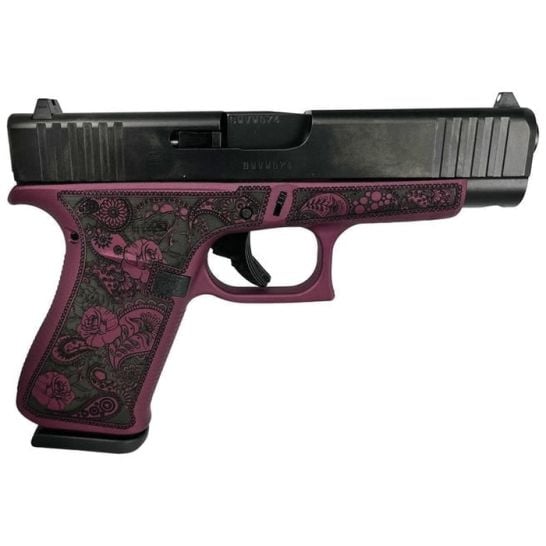 Glock G48 Custom Black Cherry Paisley Compact 9mm 4.17" 10rds, Black Cherry