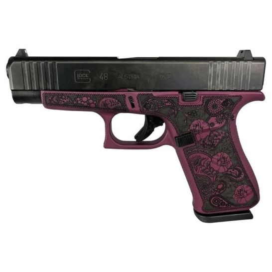 Glock G48 Custom Black Cherry Paisley Compact 9mm 4.17" 10rds, Black Cherry