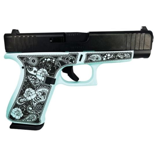 Glock G48 Gen5 Custom Robin's Egg Blue Paisley Compact 9mm 4.17" 10rds, Robin's Egg Blue