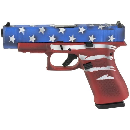 Glock 48 9mm Pistol, 4.17" Barrel, Fixed Sights, Red, Wht, Blu BW Flag