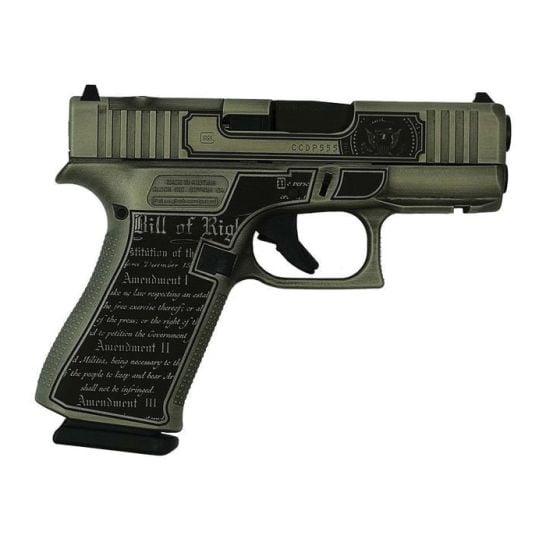 Glock G43X MOS Custom Trump 2024 Crushed Silver Distressed Subcompact 9mm 3.41" 10rds, Silver