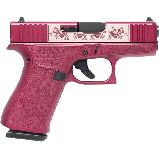 Glock G43X Full Engraved Paisley Subcompact 9mm 3.41" 10rds, Black Cherry