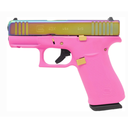 Glock 43X 9mm 3.41" 10rd Pistol, Pink / Rainbow - 79326