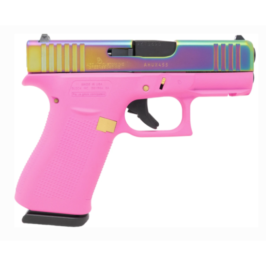 Glock 43X 9mm 3.41" 10rd Pistol, Pink / Rainbow - 79326